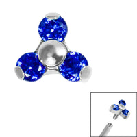 Titanium Claw Set CZ Jewelled Mini Trinity for Internal Thread shafts in 1.2mm