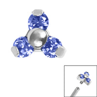Titanium Claw Set CZ Jewelled Mini Trinity for Internal Thread shafts in 1.2mm