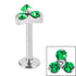 Titanium Internally Threaded Labrets 1.2mm - Titanium Claw Set CZ Jewelled Trinity
