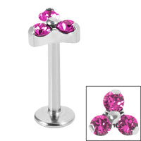 Titanium Internally Threaded Labrets 1.2mm - Titanium Claw Set CZ Jewelled Trinity