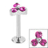 Titanium Internally Threaded Labrets 1.2mm - Titanium Claw Set CZ Jewelled Trinity
