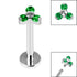 Titanium Internally Threaded Labrets 1.2mm - Titanium Claw Set CZ Jewelled Mini Trinity