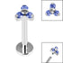 Titanium Internally Threaded Labrets 1.2mm - Titanium Claw Set CZ Jewelled Mini Trinity