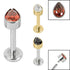 Titanium Internally Threaded Labrets 1.2mm - Titanium Bezel Set Jewelled Pear