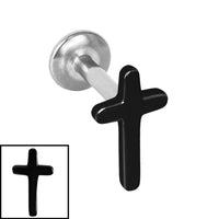 Titanium Internally Threaded Labrets 1.2mm - Steel Cross