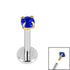 Titanium Internally Threaded Labrets 1.2mm - Gold Titanium Claw Set Round CZ Jewel