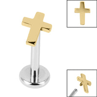 Titanium Internally Threaded Labrets 1.2mm - Steel Mini Cross