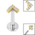 Titanium Internally Threaded Labrets 1.2mm - Steel Jewelled Chevron