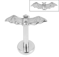 Titanium Internally Threaded Labrets 1.2mm - Steel Vampire Bat