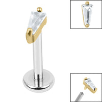 Titanium Internally Threaded Labrets 1.2mm - Steel Claw Set CZ Tapered Baguette
