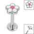 Titanium Internally Threaded Labrets 1.2mm - Steel Daisy Flower