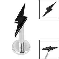 Titanium Internally Threaded Labrets 1.2mm - Steel Lightning Bolt