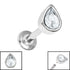 Titanium Internally Threaded Labrets 1.2mm - Steel Bezel Set Jewelled Pear