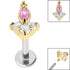 Titanium Internally Threaded Labrets 1.2mm - Steel Claw Set CZ Marquise Jewelled Asia Trinity
