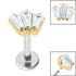 Titanium Internally Threaded Labrets 1.2mm - Steel Three Jewelled Art Deco Baguette Fan