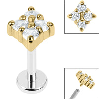 Titanium Internally Threaded Labrets 1.2mm - Steel Claw Set Jewelled Diamond Shape