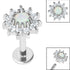 Titanium Internally Threaded Labrets 1.2mm - Steel Claw Set Synthetic Opal and CZ Jewel Sunflower
