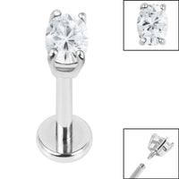 Titanium Internally Threaded Labrets 1.2mm - Steel Claw Set Jewelled Oval