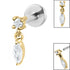 Titanium Internally Threaded Labrets 1.2mm - Steel Solitaire with Marquise Drop Gem