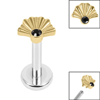Titanium Internally Threaded Labrets 1.2mm -Steel Jewelled Deco Fan