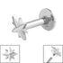 Titanium Internally Threaded Labrets 1.2mm - Steel Shiny 8 Point Star