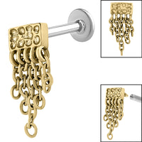 Titanium Internally Threaded Labrets 1.2mm - Steel Hammered Waterfall Chain