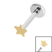Titanium Internally Threaded Labrets 1.2mm - Steel Star
