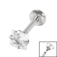 Titanium Internally Threaded Labrets 1.2mm - Steel Claw Set Jewelled Square