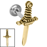 Titanium Internally Threaded Labrets 1.2mm - Steel Dagger