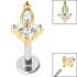 Titanium Internally Threaded Labrets 1.2mm - Steel Claw Set CZ Marquise Jewelled Asia Trinity