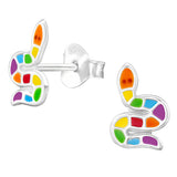 Sterling Silver Rainbow Snake Ear Stud Earrings