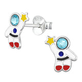 Sterling Silver Spaceman Ear Stud Earrings