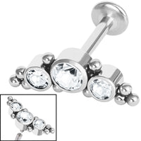 Titanium Internally Threaded Labrets 1.2mm - Infinity Titanium Bezel Set Jewelled Tribal Asia Crescent