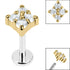 Titanium Internally Threaded Labrets 1.2mm - Steel Claw Set Jewelled Diamond Shape