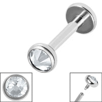 Titanium Internally Threaded Labrets 1.2mm - Titanium Jewelled Disk