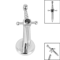 Titanium Internally Threaded Labrets 1.2mm - Steel Mini Jewelled Dagger