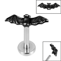 Titanium Internally Threaded Labrets 1.2mm - Steel Vampire Bat