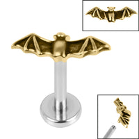 Titanium Internally Threaded Labrets 1.2mm - Steel Vampire Bat