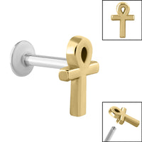 Titanium Internally Threaded Labrets 1.2mm - Steel Ankh