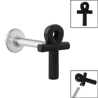 Titanium Internally Threaded Labrets 1.2mm - Steel Ankh