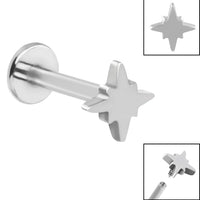 Titanium Internally Threaded Labrets 1.2mm - Steel Astral Star