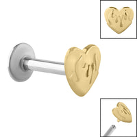 Titanium Internally Threaded Labrets 1.2mm - Steel Heart On Fire