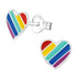 Sterling Silver Rainbow Heart Ear Stud Earrings ES80