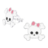 Sterling Silver Skull and Bones Ear Stud Earrings ES43