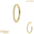 Zura 14ct Solid Gold 1.2mm Pave Set Jewelled Edge Hinged Clicker Ring
