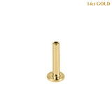Zura 14ct Solid Gold Threadless Labret Posts