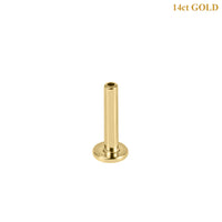Zura 14ct Solid Gold Threadless Labret Posts