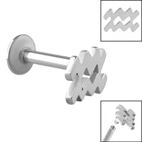 Titanium Internally Threaded Labrets 1.2mm - Steel Zodiac Signs