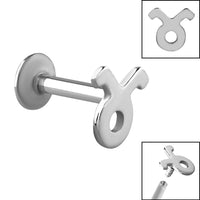 Titanium Internally Threaded Labrets 1.2mm - Steel Zodiac Signs