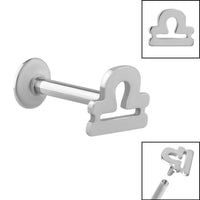 Titanium Internally Threaded Labrets 1.2mm - Steel Zodiac Signs